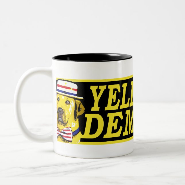 Caneca do sinal de Democrata do cão amarelo (Esquerda)