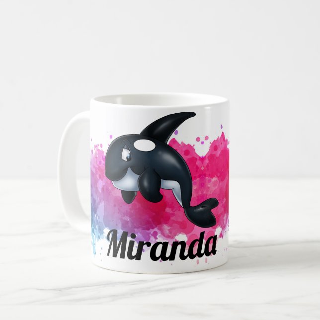 Caneca do Splatter do rosa da baleia da orca (Frente Esquerda)
