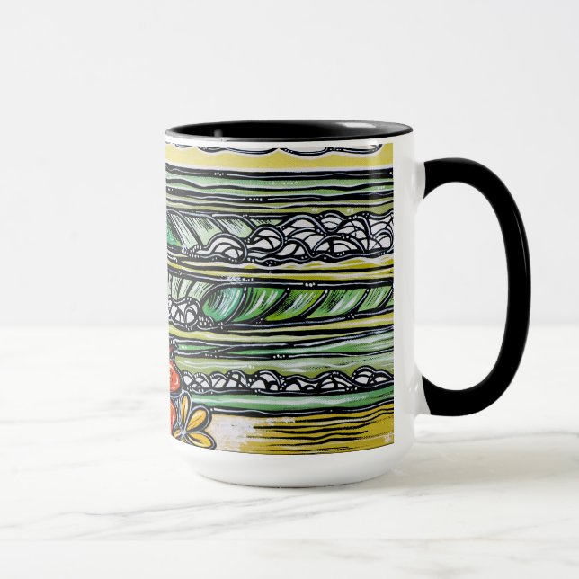 Caneca do surf do hibiscus (Direita)