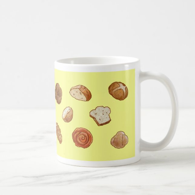 Caneca do teste padrão do pão & da pastelaria - (Direita)