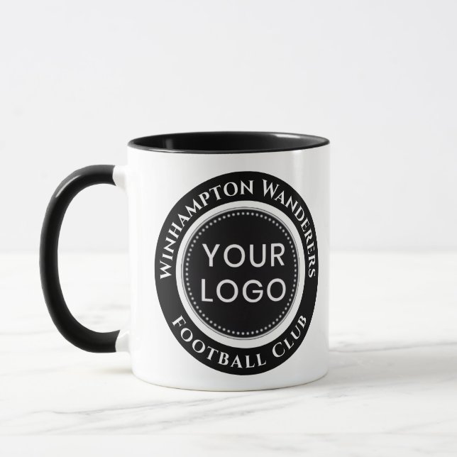 Caneca do Time de Futebol Preto e Branco (Esquerda)
