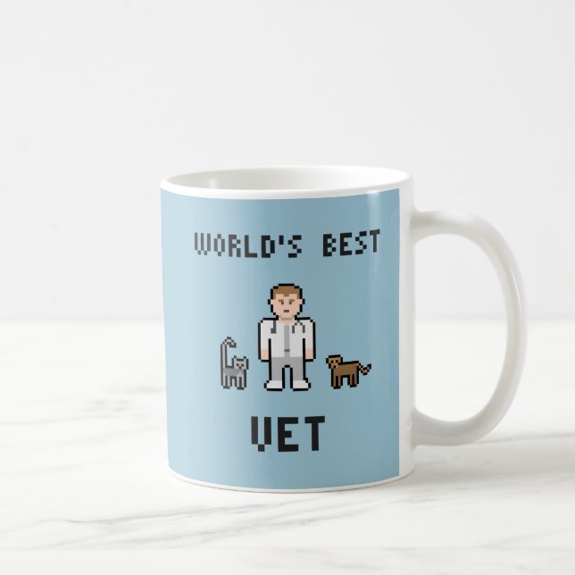 Caneca do veterinário do mundo do pixel a melhor (Direita)