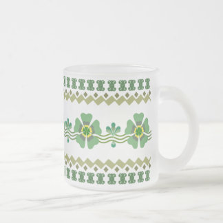 Caneca do vidro de fosco - flor verde retro