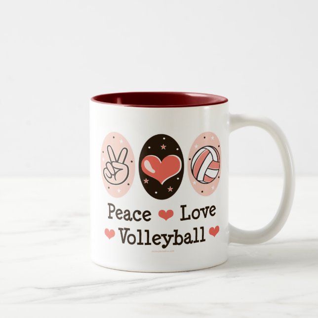 Caneca do voleibol do amor da paz (Direita)