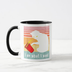 Caneca Do What I Want Vintage Black Cat Red Cup Funny My