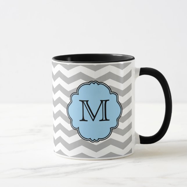 Caneca do ziguezague de Chevron do monograma (Direita)