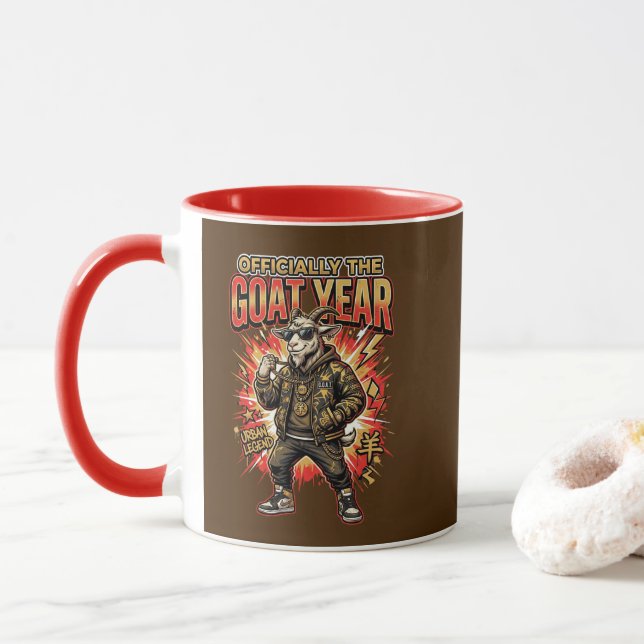 Caneca do Zodíaco do Ano Novo Lunar do Bode de Fog (Com Donut)