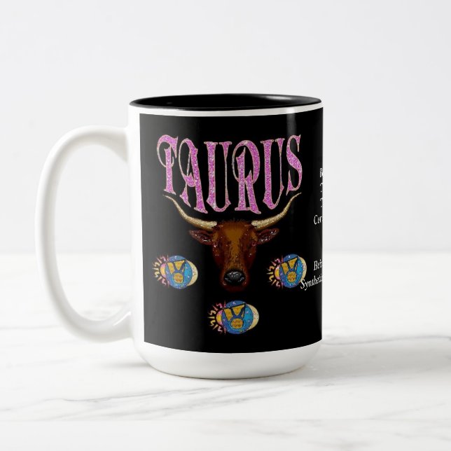 Caneca do zodíaco do sinal do nascimento do Taurus (Esquerda)