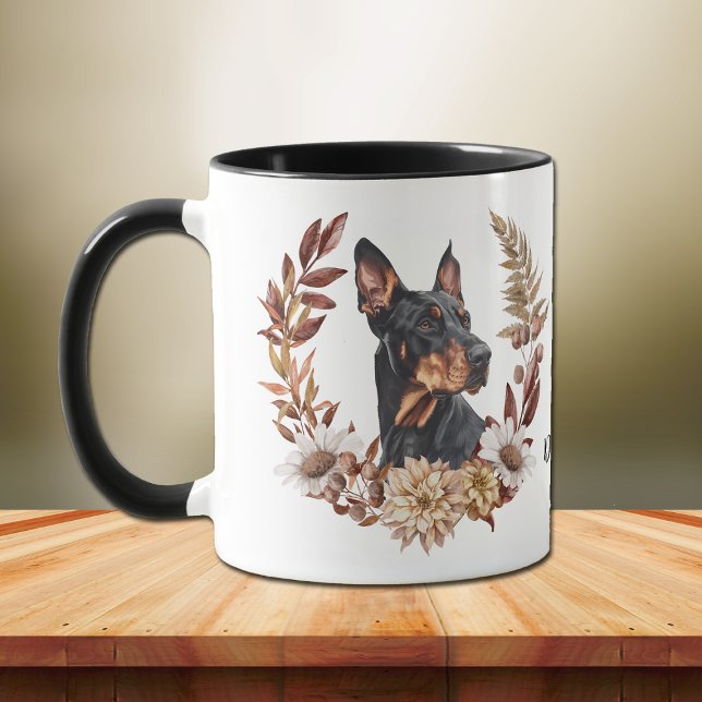 Caneca Doberman Pinscher Cachorro Outono (Criador carregado)