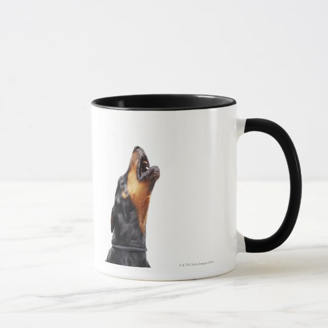 Caneca Doberman que urra, fim-acima (Direita)