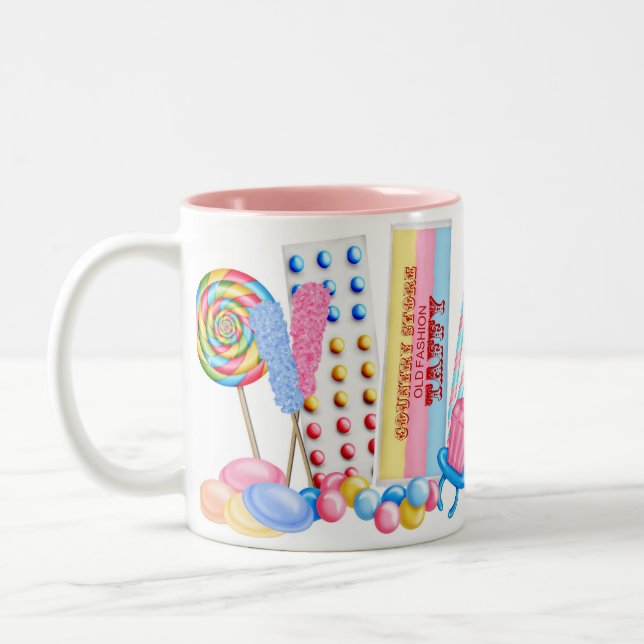 Caneca doce da loja dos doces velhos da forma (Esquerda)