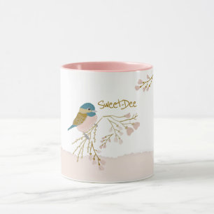 Caneca Doce Dee Chickadee Floral Pink Dourado