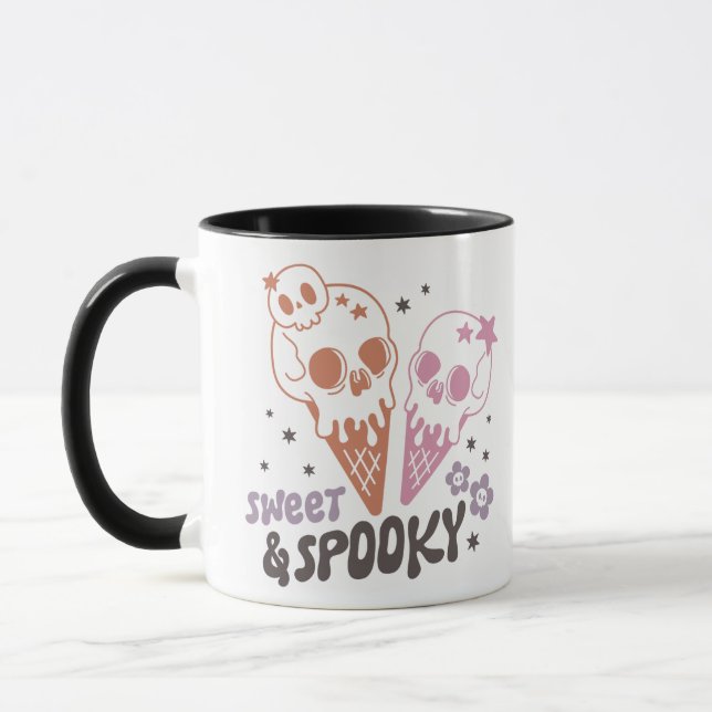 Caneca Doce e Assustador Crânios e Estrelas Branco Hallow (Esquerda)