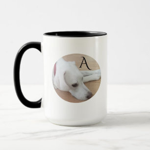 Caneca Doce e Solteiro Adorável Cão Branco Inicial