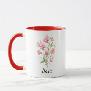 Caneca Doce Ervilha-Doce Flor de Nascimento de Abril Café