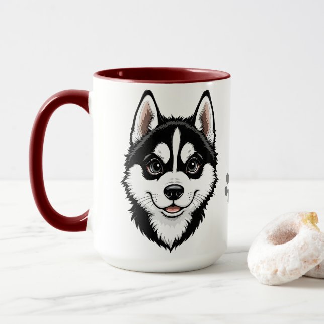 Caneca Doce Filhote Husky Siberiano (Com Donut)