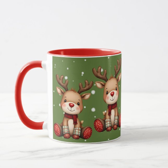 Caneca Doce Par de Rena na Neve de Férias (Esquerda)