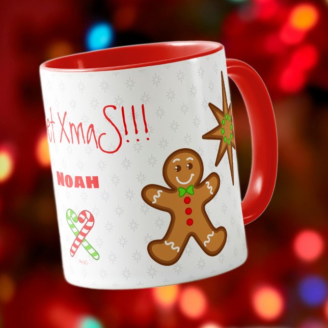 Caneca doce XmaS Gingercake Pals-Candy Cane em branco (A lovely mug!)