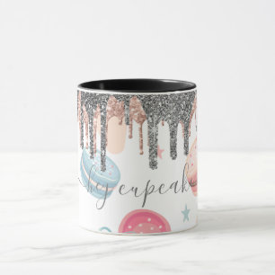 Caneca Doces Balas com Pingos de Brilho Prata Moderno
