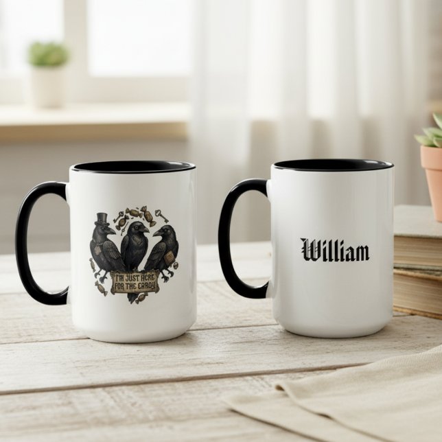 Caneca Doces de Corvos de Halloween Truque ou Tratamento (Custom Halloween mug for a friend's spooky season)