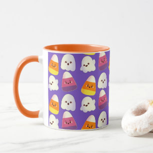 Caneca Doces De Halloween E Padrão Fantasma