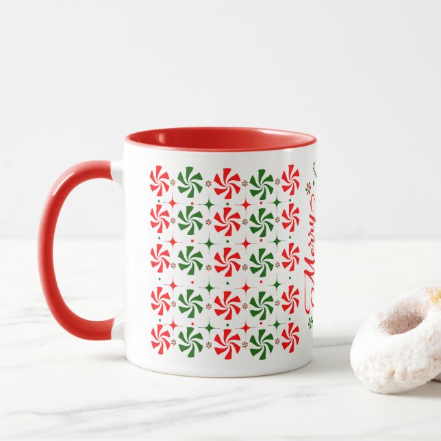 Caneca Doces de hortelã-pimenta de Natal (Com Donut)