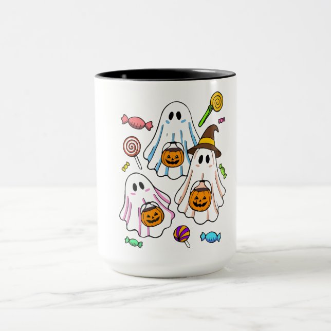 Caneca Doces Fantasmas Assustadores de Halloween & Truque (Centro)