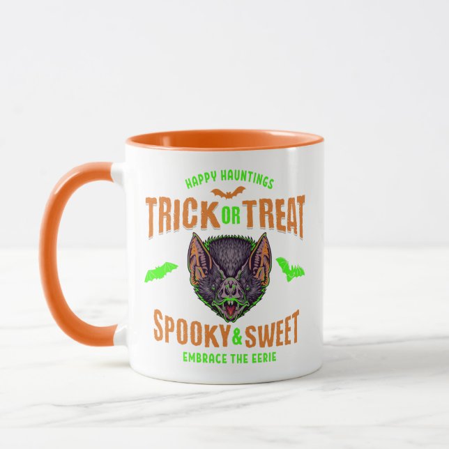 Caneca Doces ou Travessuras Morcegos de Halloween (Esquerda)