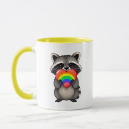 Caneca Doces Raccoon Personalizado com Arco-Íris