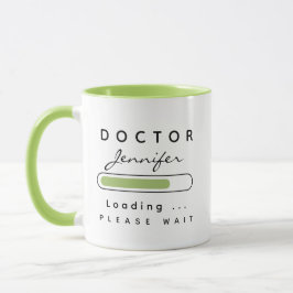 Caneca DOCTOR [Nome] Carregando Verde e Branco Claro