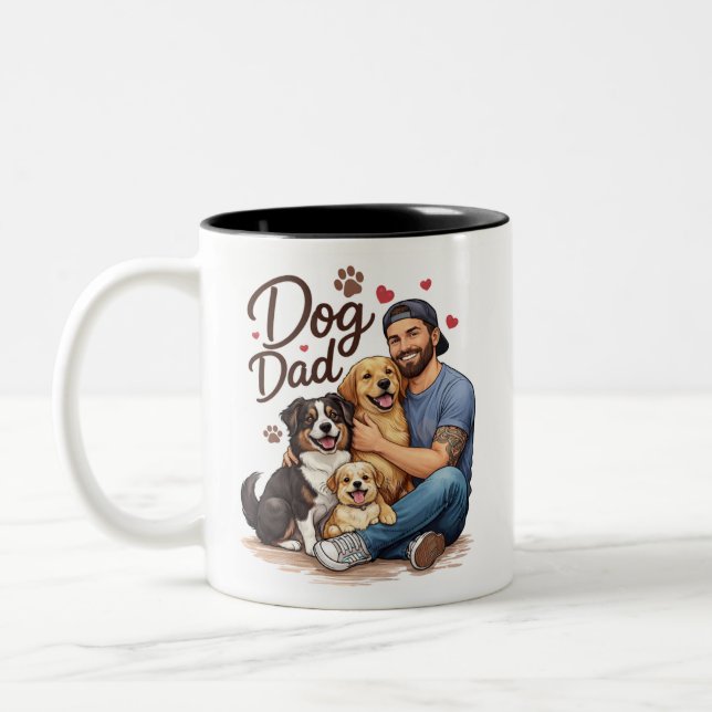 Caneca Dog Dad Life – Xícara de Café Divertida par (Esquerda)