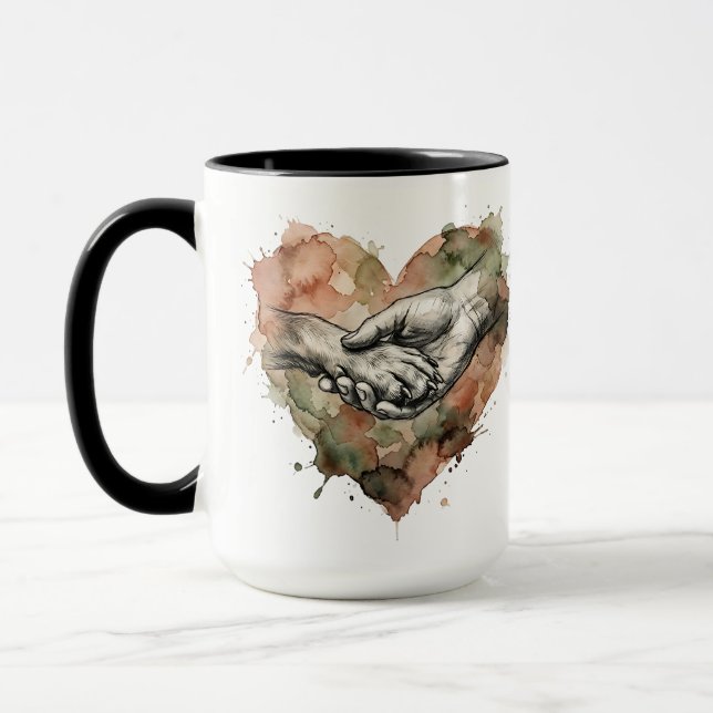 Caneca Dog Lover Human Animal Bond Watercolor Heart (Esquerda)