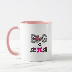 Caneca Dog Mom Leopard Heart - Presente para Mãe 
