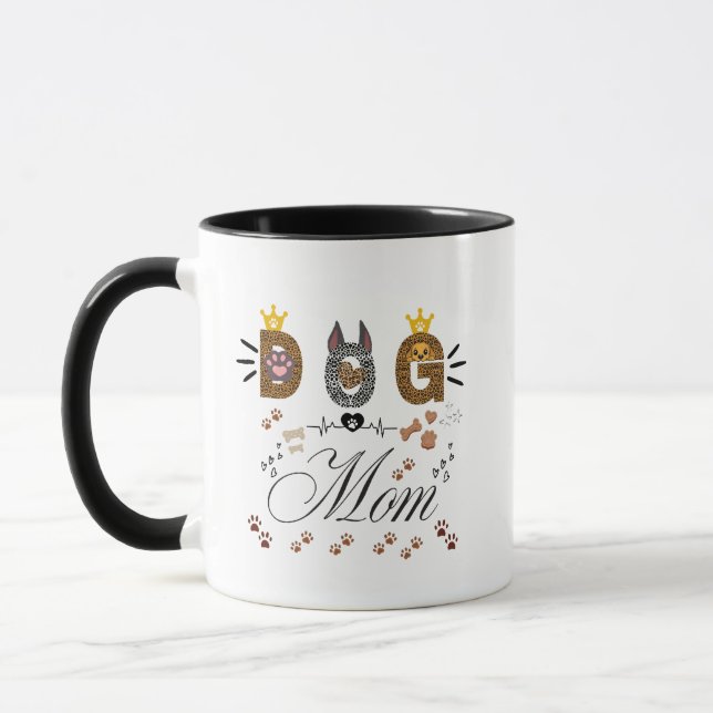 Caneca Dog Mom Leopard Print Paw Design/Leopard Dog Mom (Esquerda)