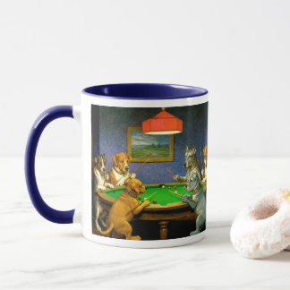 Caneca Dogs Playing Snooker Billiards Fun Spoof Coffee