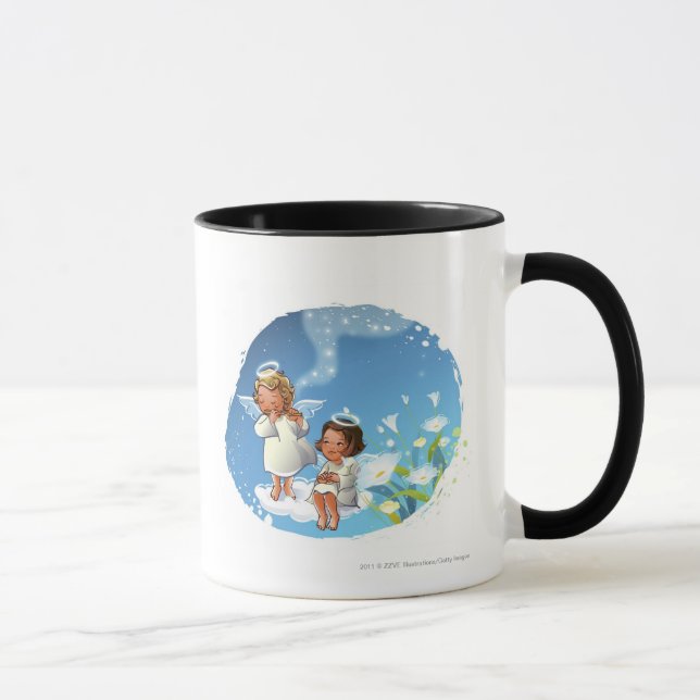 Caneca Dois anjos que sentam-se nas nuvens (Direita)