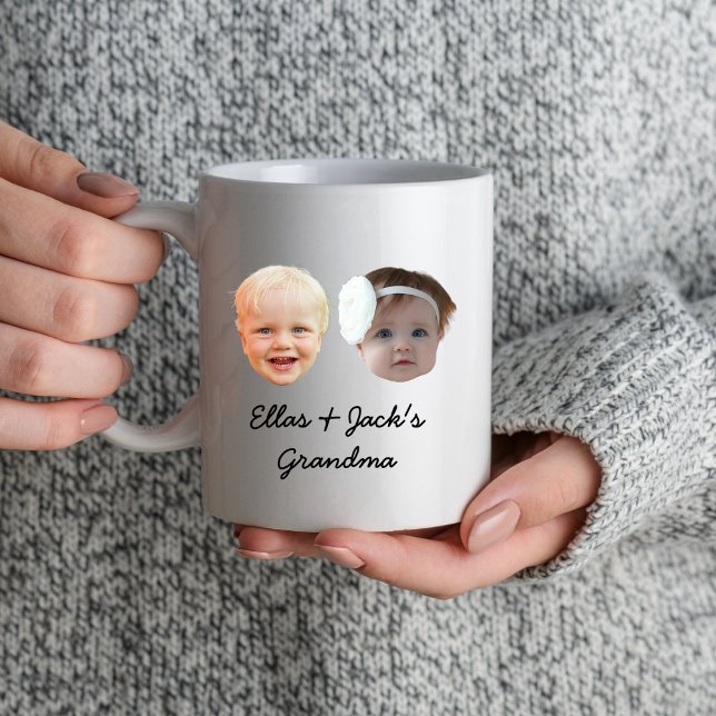 Caneca Dois Bebês Caras Foto Personalizada Face Vovó (Criador carregado)