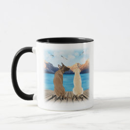 Caneca Dois cachorros sentados em uma doca personalizam