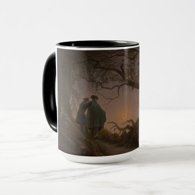 Caneca Dois Homens Contemplando a Lua, por Friedrich: (Frente Esquerda)
