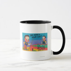 Caneca Dois homens dos desenhos animados jogam a piscina,