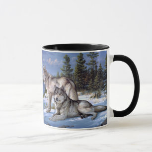 Caneca Dois lobos árticos pintando