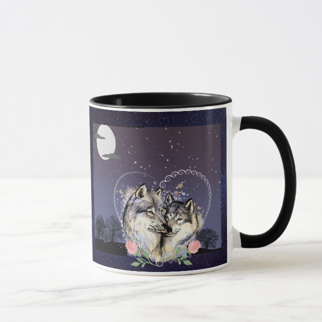 Caneca Dois Lobos Lua e Estrelas Coffee Mug (Direita)