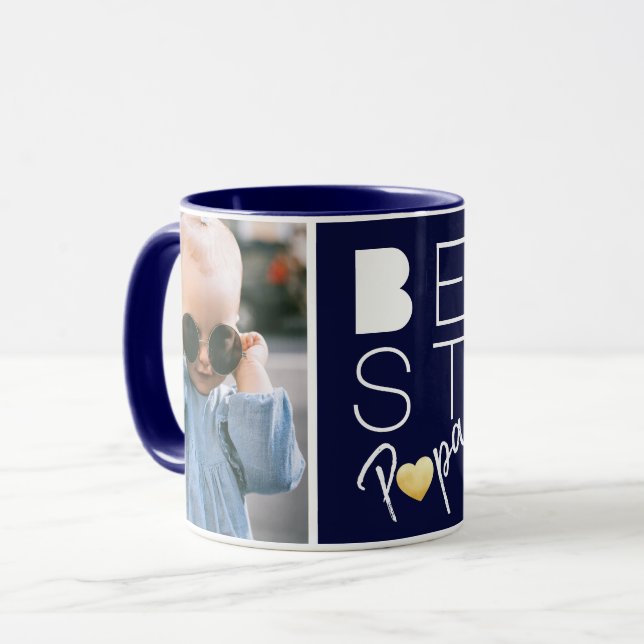 Caneca Dois Marinhos de Foto Azul Melhor Papa Mug (Frente Esquerda)