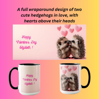Caneca Dois ouriços a abraçar o dia de os namorados
