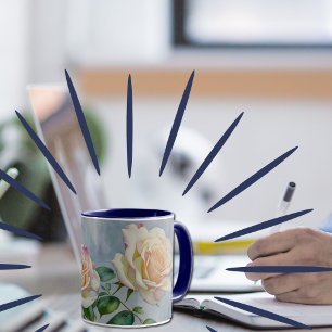 Caneca Dois Rosas Bonito Flower Art Cup