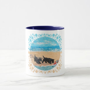 Caneca Dois Scotties na Praia