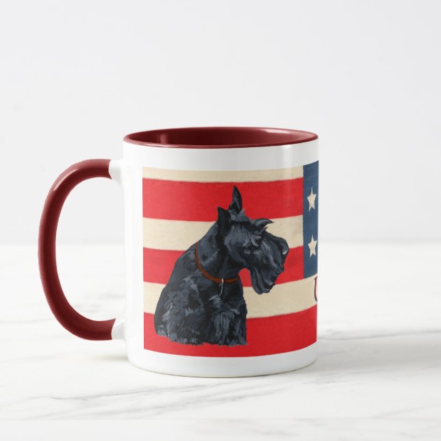Caneca Dois Scottish Terriers Patrióticos (Esquerda)