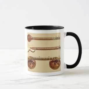Caneca Dois sitars e um vina do rudra, indiano, 'do