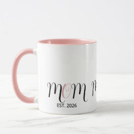 Caneca Dom Mãe Estabelecida Script Preto Rosa Presente No