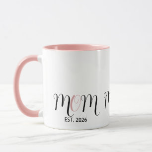 Caneca Dom Mãe Estabelecida Script Preto Rosa Presente No